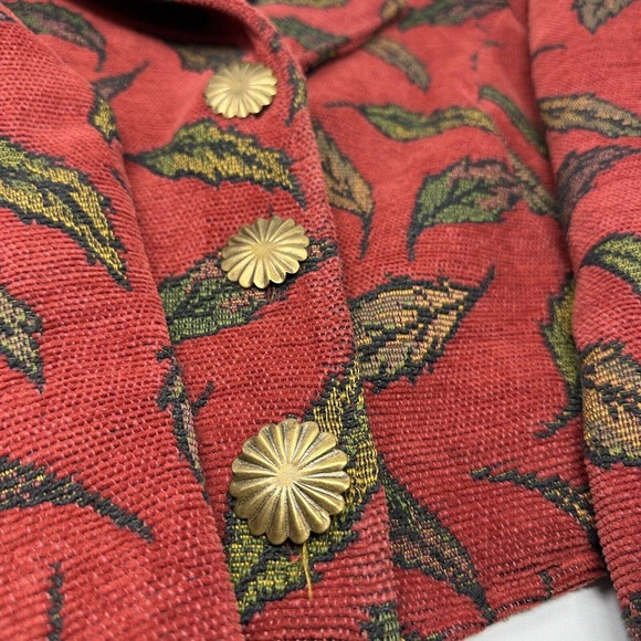Vintage Orvis Women’s L / XL ? Blazer Tweed Leaves Fall Autumn Leaf - Picture 2 of 5